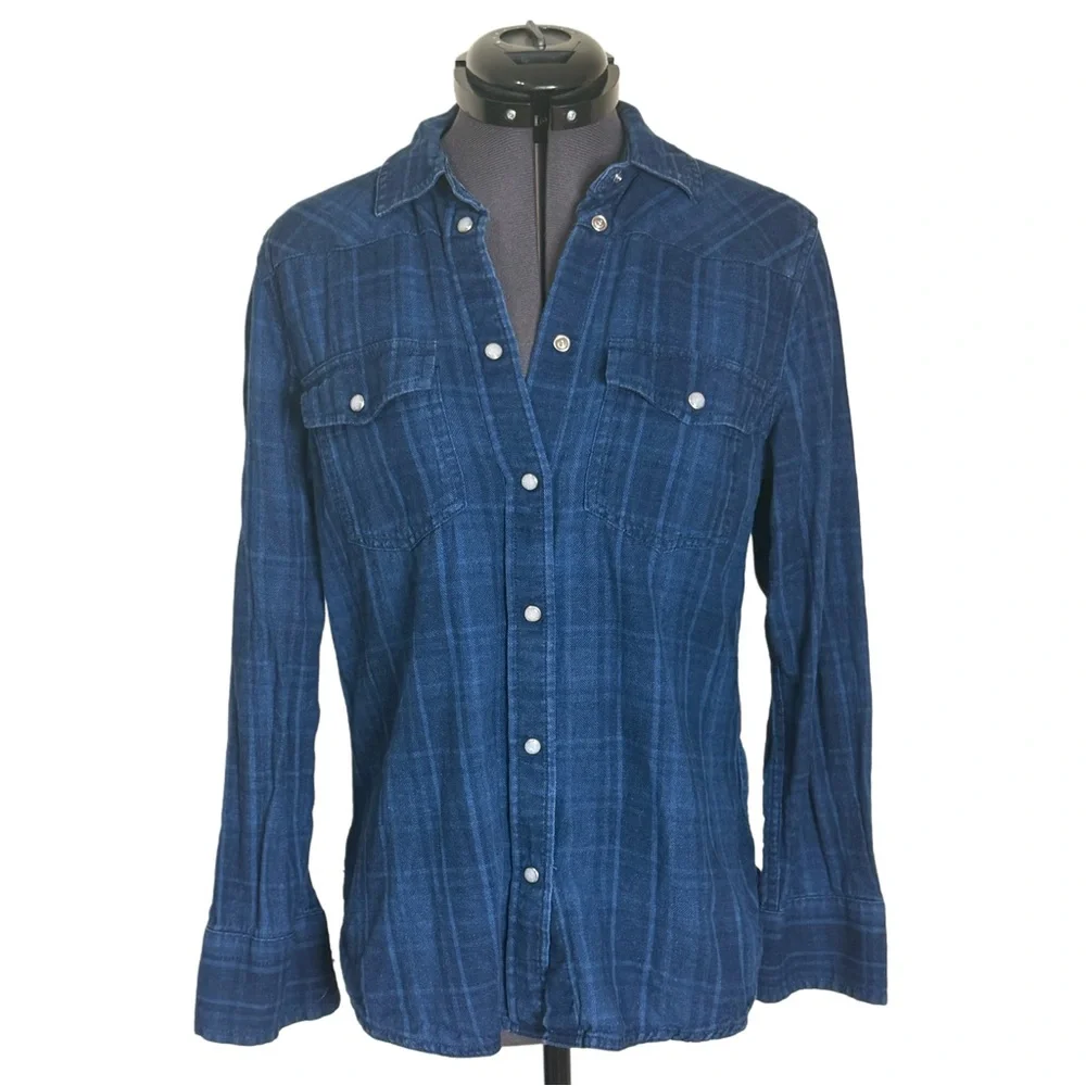 J. Crew Slim-fit Western Shirt in Indigo Plaid